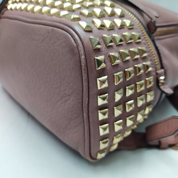 Michael Kors Rhea Pink Pebbled Leather Studded Top Handle Zipper Backpack main image 9